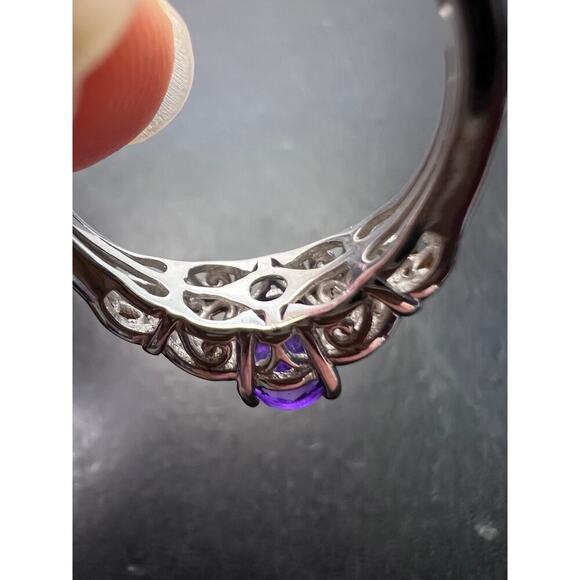 Amethyst and chrome diopside two toned sterling silver ring size 9 - Picture 4 of 10